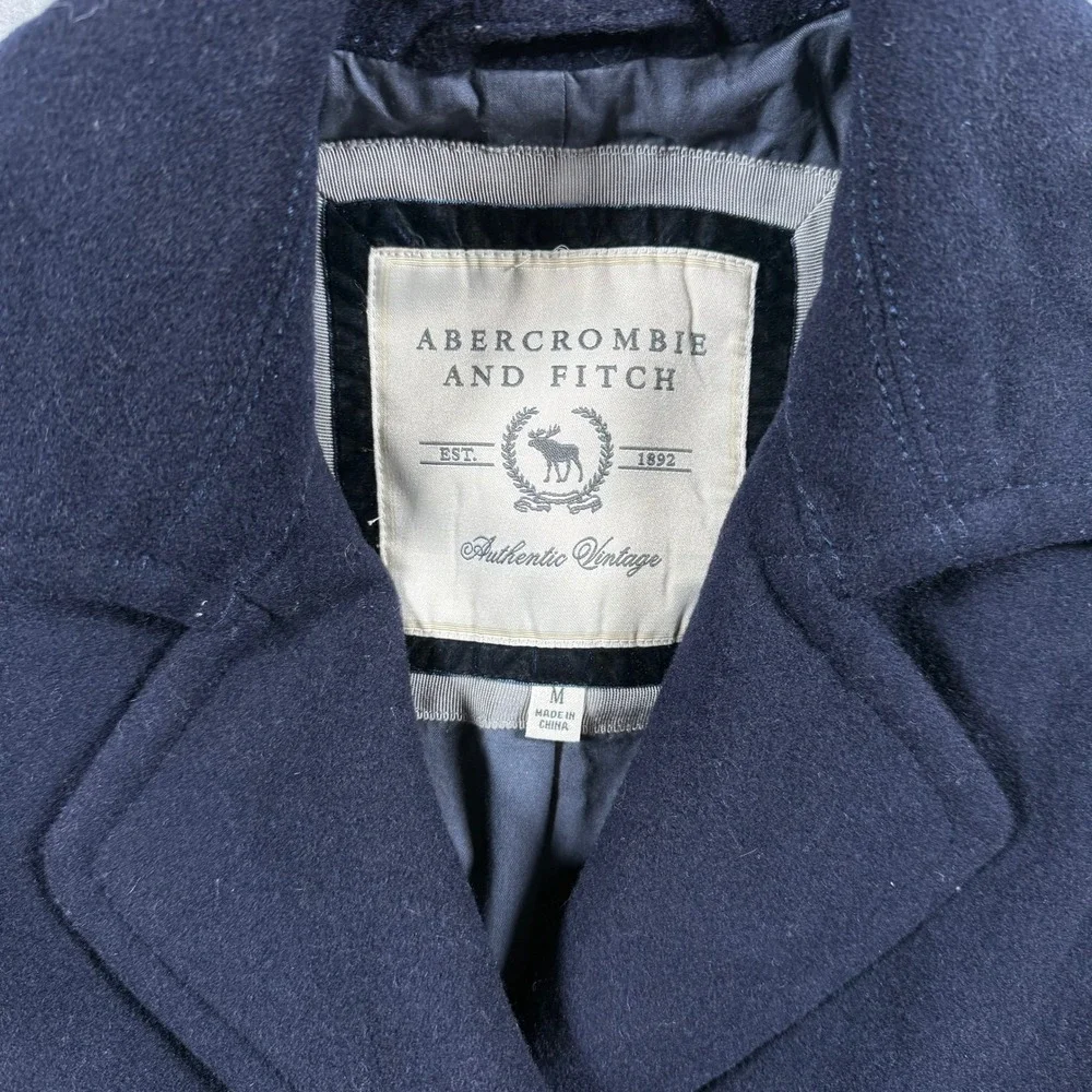 Vintage Abercrombie & Fitch Womens Medium Navy Blue Wool Blend Peacoat Jacket - Picture 3 of 16